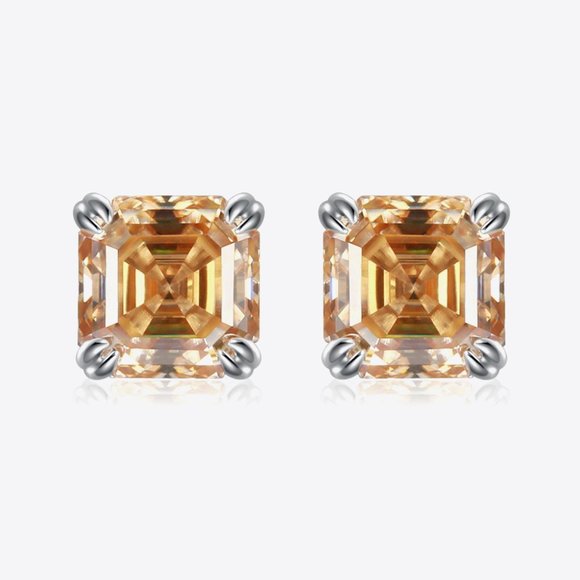 2 Carat Moissanite Platinum-Plated Square Earrings For Women - Picture 1 of 4